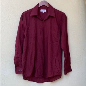 YSL Maroon Button Down 15 1/2  Medium 32-33